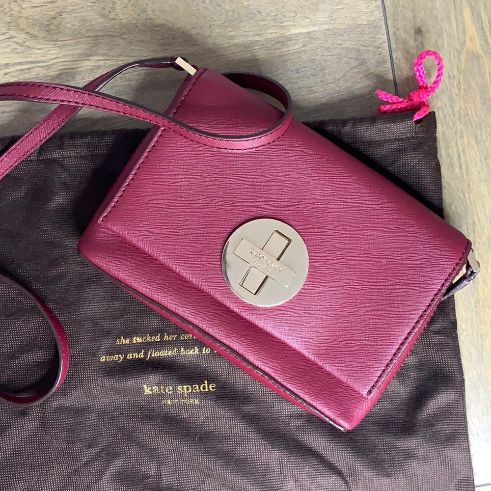 Kate Spade New York burgundy mini crossbody